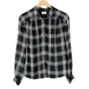 Women's M Frank and Oak Black & White Oversized Plaid Blouse